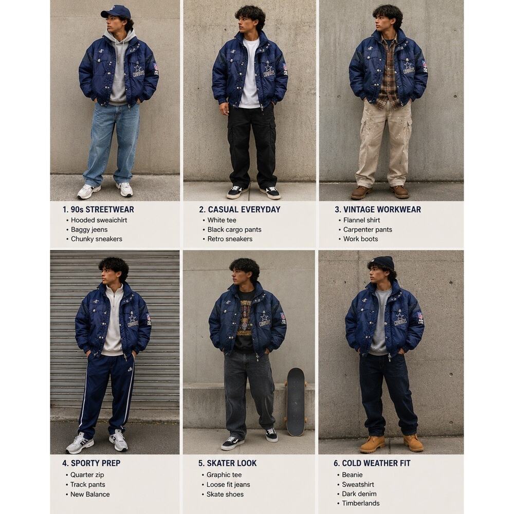 Vintage Dallas Cowboys Pro Line Logo Athletic Puffer Jacket Hooded NFL Korea L